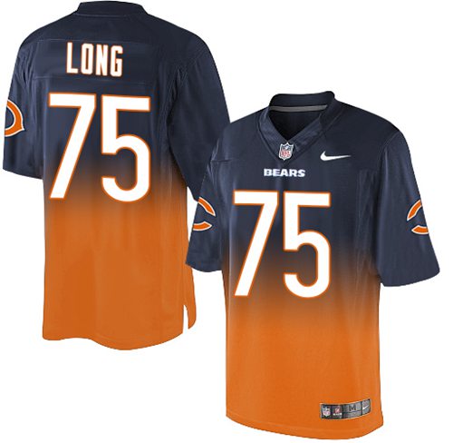 Nike Bears #75 Kyle Long Navy Blue/Orange Men's Stitched NFL Elite Fadeaway Fashion Jersey - Click Image to Close